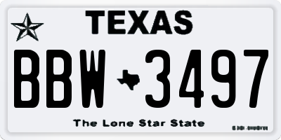TX license plate BBW3497