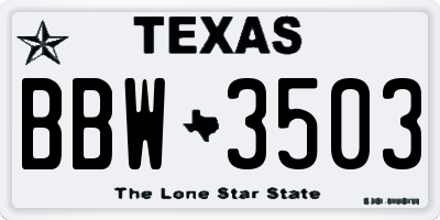 TX license plate BBW3503