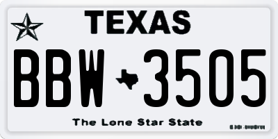 TX license plate BBW3505