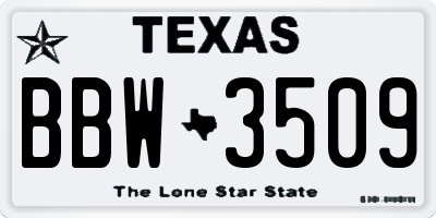 TX license plate BBW3509