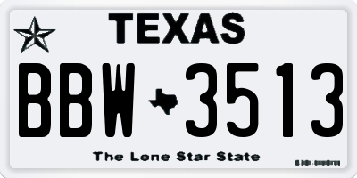 TX license plate BBW3513