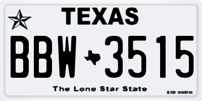 TX license plate BBW3515