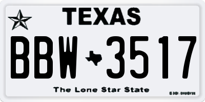 TX license plate BBW3517