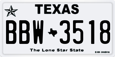 TX license plate BBW3518