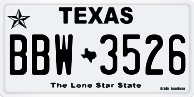 TX license plate BBW3526
