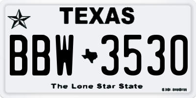 TX license plate BBW3530