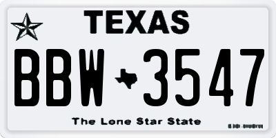 TX license plate BBW3547