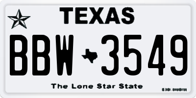TX license plate BBW3549