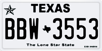 TX license plate BBW3553