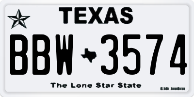 TX license plate BBW3574