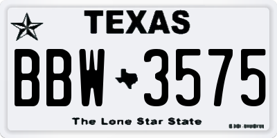 TX license plate BBW3575