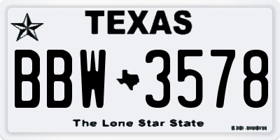TX license plate BBW3578