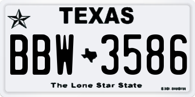 TX license plate BBW3586
