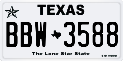 TX license plate BBW3588