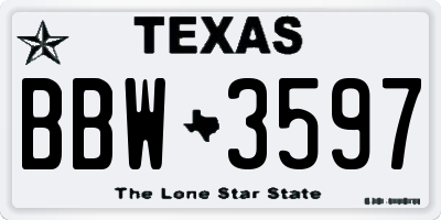 TX license plate BBW3597