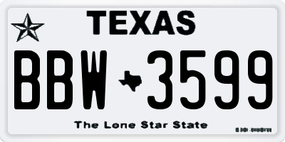 TX license plate BBW3599
