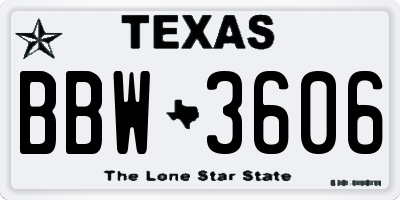 TX license plate BBW3606