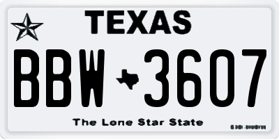 TX license plate BBW3607