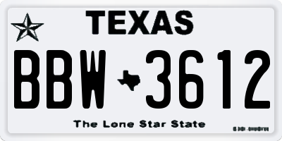 TX license plate BBW3612