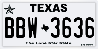 TX license plate BBW3636