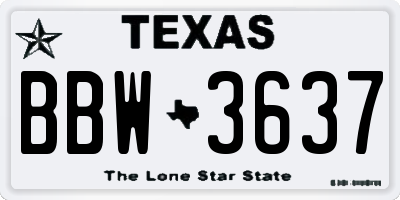 TX license plate BBW3637
