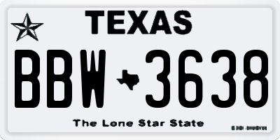 TX license plate BBW3638