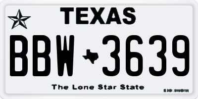 TX license plate BBW3639