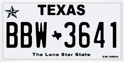 TX license plate BBW3641