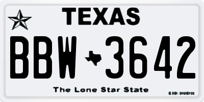 TX license plate BBW3642