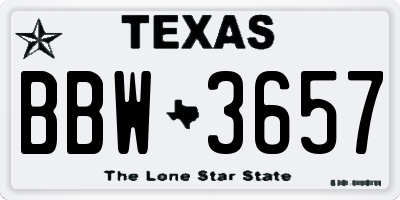 TX license plate BBW3657
