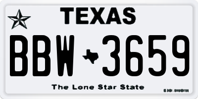 TX license plate BBW3659