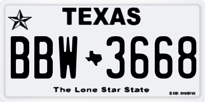 TX license plate BBW3668