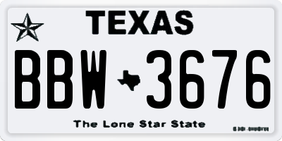 TX license plate BBW3676