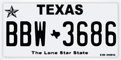 TX license plate BBW3686