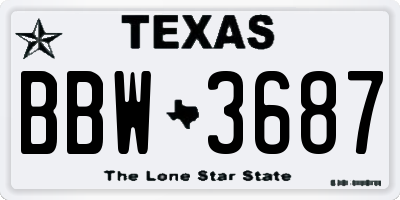 TX license plate BBW3687