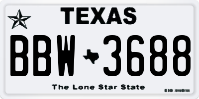 TX license plate BBW3688