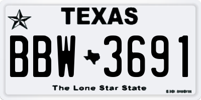 TX license plate BBW3691
