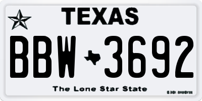TX license plate BBW3692