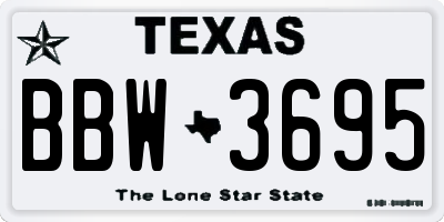 TX license plate BBW3695