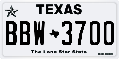 TX license plate BBW3700