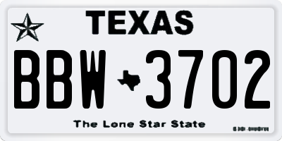 TX license plate BBW3702