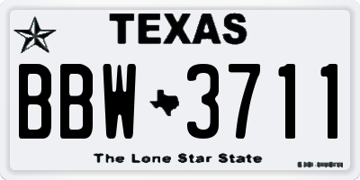 TX license plate BBW3711