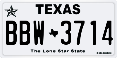 TX license plate BBW3714