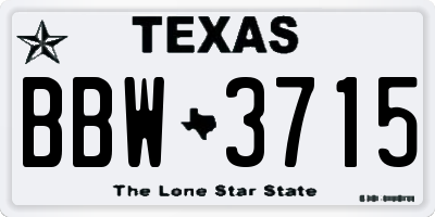 TX license plate BBW3715