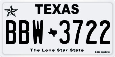TX license plate BBW3722