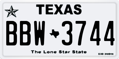 TX license plate BBW3744