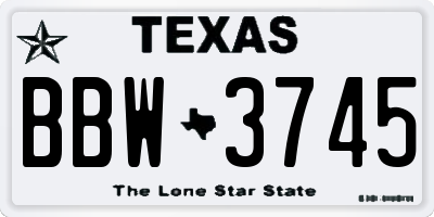 TX license plate BBW3745