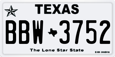 TX license plate BBW3752