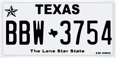 TX license plate BBW3754