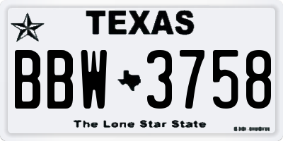 TX license plate BBW3758